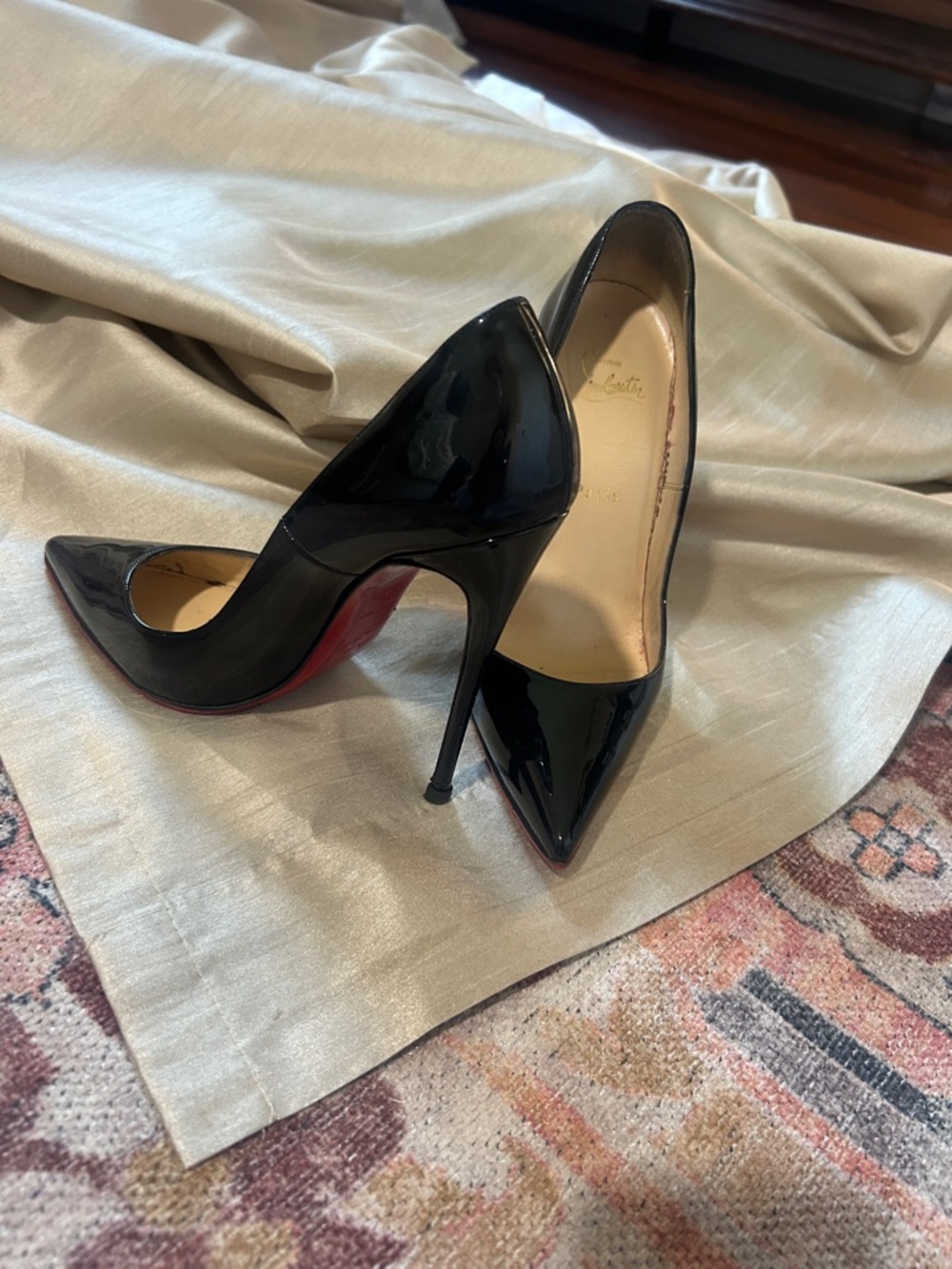 Christian Louboutin Black Patent Leather Pointed Toe Pumps